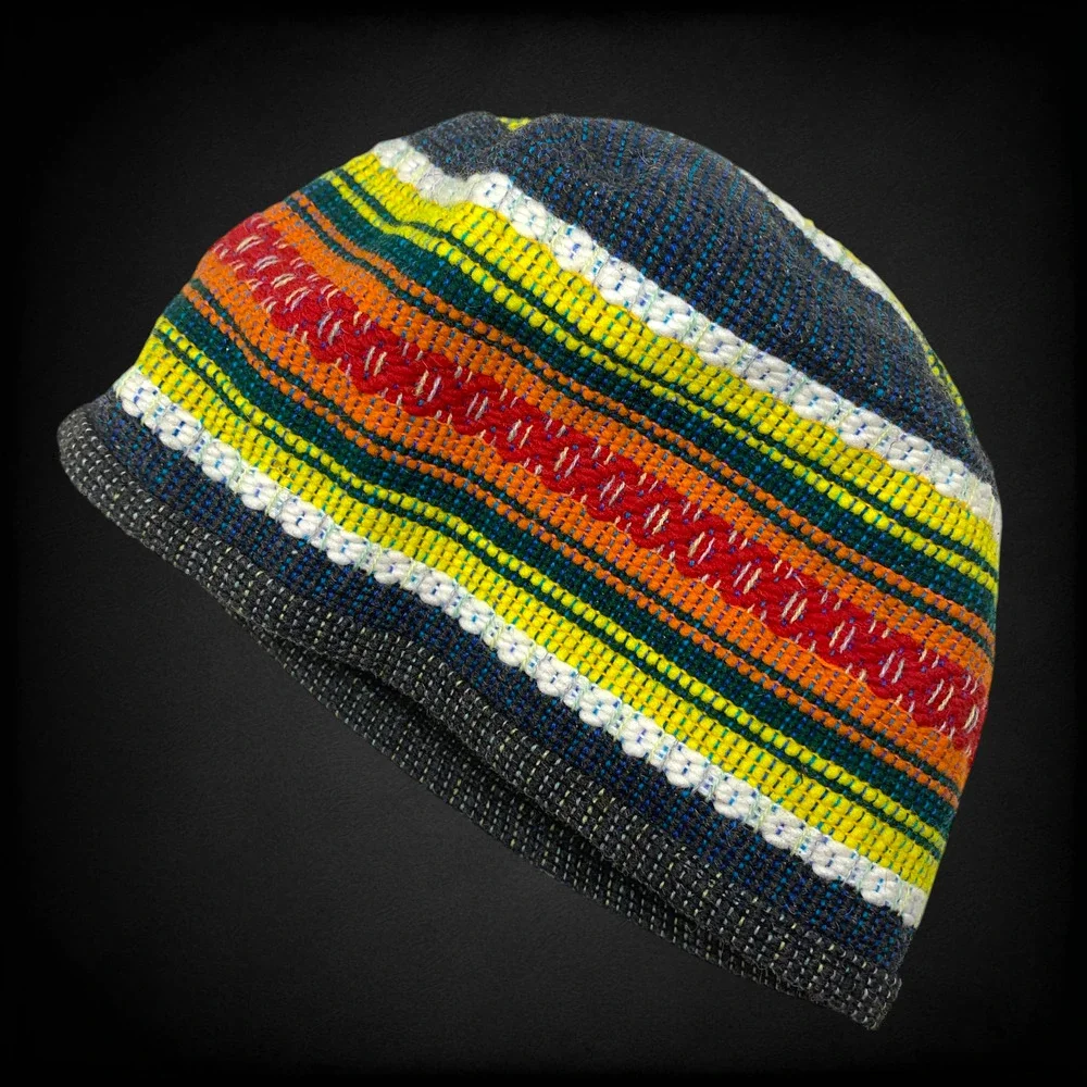 Vintage Guatemalan Woven Textile Pillbox Bucket Hat Artisan Handmade Multicolor